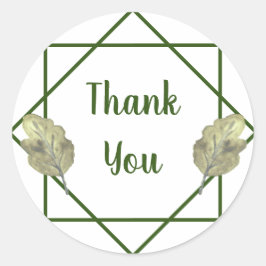 Pegatina Redonda Gracias Foliage geométrico moderno de acuarela