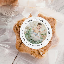 Pegatina Redonda Gracias foto de cumpleaños