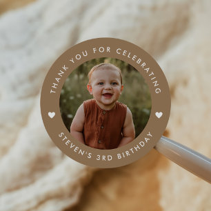 Pegatina Redonda Gracias foto de cumpleaños