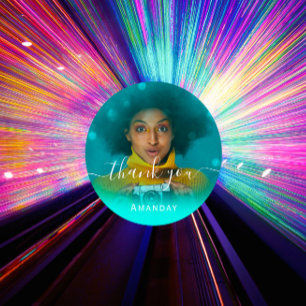 Pegatina Redonda Gracias Foto  Foto Boda Dulces16 Graduada Fiesta