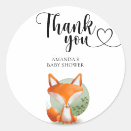 Pegatina Redonda Gracias Fox Baby Shower