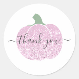 Pegatina Redonda gracias glam purpurina rosa calabaza brillante