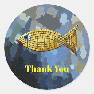 Pegatina Redonda Gracias, Golden Fish Design,
