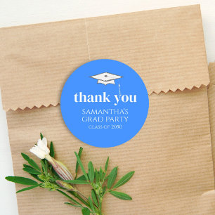 Pegatina Redonda Gracias Graduación Azul Personalizada