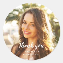 Pegatina Redonda Gracias Graduación De Foto
