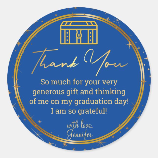 Pegatina Redonda gracias graduación moda de destellos del maletero  (Anverso)