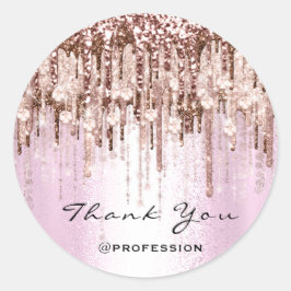 Pegatina Redonda Gracias Hairdresser Makeup Rosa Diamond Pink