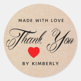 Pegatina Redonda Gracias hecho con amor