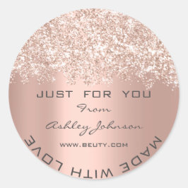 Pegatina Redonda Gracias Hecho Con Amor Purpurina Confetti Rosa Ets