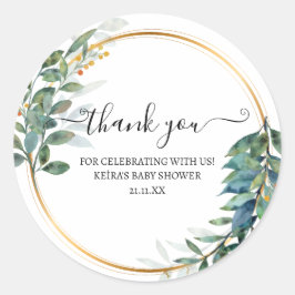 Pegatina Redonda Gracias hiedra de crayón y flores