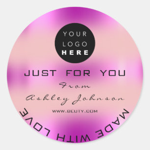 Pegatina Redonda Gracias Holograma hecho Rosa Ombre Rosa