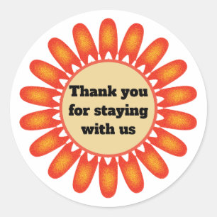 Pegatina Redonda Gracias Invitado Vacation House Rental Flower