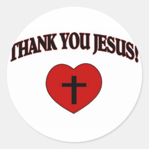 Pegatina Redonda Gracias Jesús (Corazón)