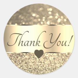 Pegatina Redonda Gracias Labels Elegant Golden Gold Purpurinas Star