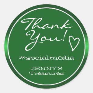 Pegatina Redonda Gracias Labels Green Ombre Chrome Steel Nature