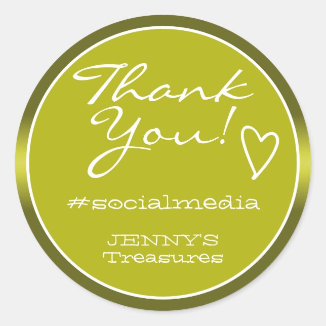 Pegatina Redonda Gracias Labels Olive Ombre Chrome Steel Luxury (Anverso)