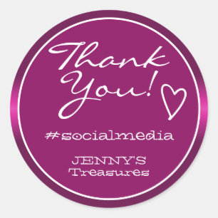 Pegatina Redonda Gracias Labels Purple Ombre Chrome Steel Luxury