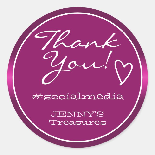 Pegatina Redonda Gracias Labels Purple Ombre Chrome Steel Luxury (Anverso)