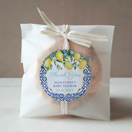 Pegatina Redonda Gracias, Lemons Verde azulada Positano Bridal Show