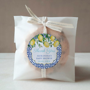 Pegatina Redonda Gracias, Lemons Verde azulada Positano Bridal Show
