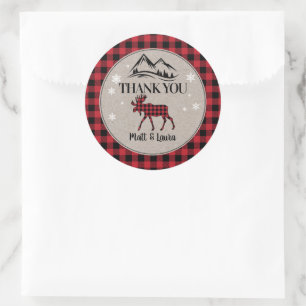 Pegatina Redonda Gracias Leñador Cuadro Búfalo