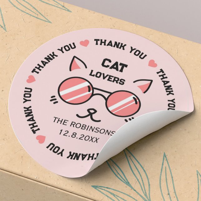 Pegatina Redonda Gracias lindo gato (Subido por el creador)