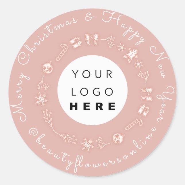 Pegatina Redonda Gracias Logo Árbol de Navidad Feliz Navidad (Anverso)