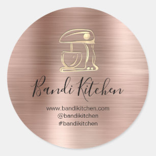Pegatina Redonda Gracias Logo Cocina Cocina Chef OnlineRoseGold