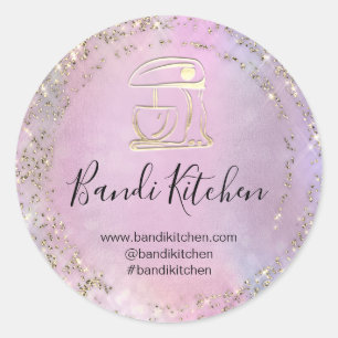 Pegatina Redonda Gracias Logo Cocina Cocina Cocina Chef Bakery Gold