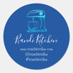 Pegatina Redonda Gracias Logo Cocina Cocina Panadería Marina Azul