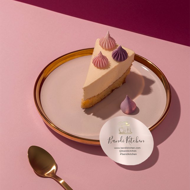 Pegatina Redonda Gracias Logo Cocina Cocina Panadería Sweet Shop (Thank You Logo Kitchen Cooking Bakery Sweet Shop Classic Round Sticker )