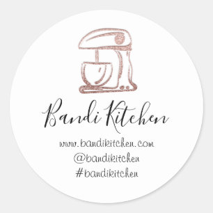 Pegatina Redonda Gracias Logo Cocina Cocina Robot Chef White