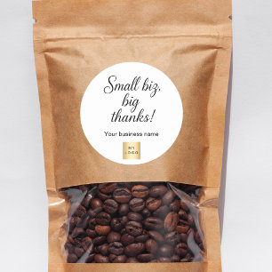 Pegatina Redonda Gracias logo comercial de guiones blancos negros