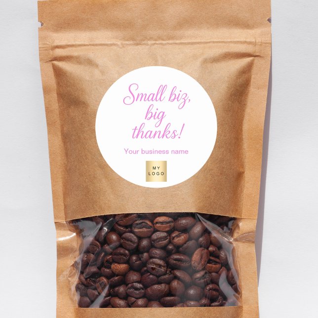 Pegatina Redonda Gracias logo comercial de guiones blancos rosados (Subido por el creador)