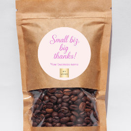 Pegatina Redonda Gracias logo comercial de guiones rosados