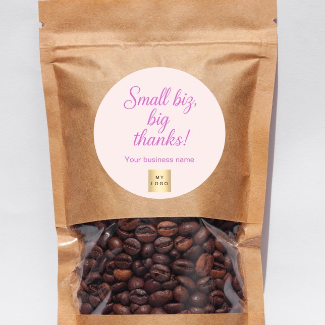 Pegatina Redonda Gracias logo comercial de guiones rosados (Subido por el creador)