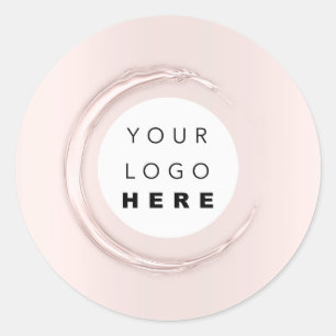 Pegatina Redonda Gracias Logo Rosa Classy Business Minimalism