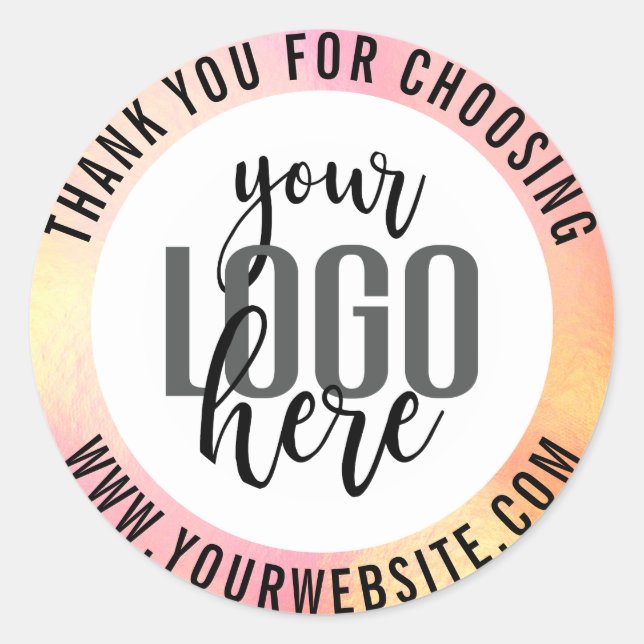 Pegatina Redonda Gracias, logotipo comercial del Relieve metalizado (Anverso)