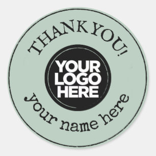 Pegatina Redonda Gracias Logotipo de negocio Minimalista hecho a ma