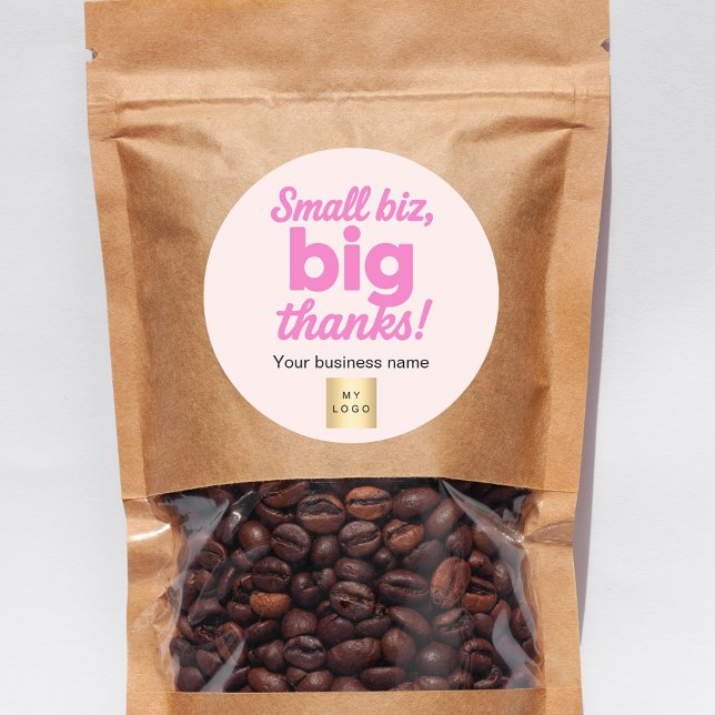 Pegatina Redonda Gracias logotipo de negocios rosa (Subido por el creador)