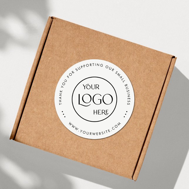 Pegatina Redonda Gracias Logotipo de Pequeña Empresa Blanco Simple (Subido por el creador)