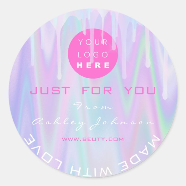 Pegatina Redonda Gracias Logotipo Perforaciones Líquidas Holograma  (Anverso)