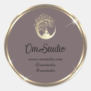 Pegatina Redonda Gracias Logotipo Yoga Mindness Online Shop Gold Sm