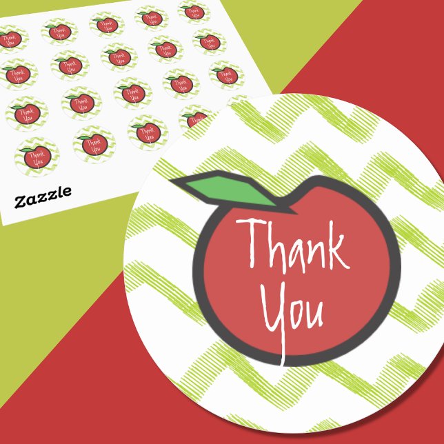 Pegatina Redonda Gracias Maestra De Apple Chevron Pegatinas Temátic (Depiction of Sticker and Sheet Set)
