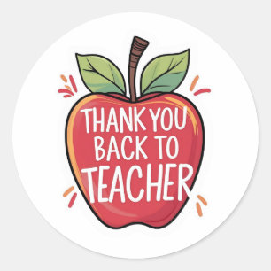 Pegatina Redonda Gracias Maestra Regreso a Clases Manzana