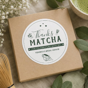 Pegatina Redonda Gracias Matcha Despedida de Soltera Agradecimiento
