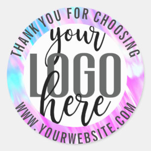 Pegatina Redonda Gracias Mermaid Purple Holographic Business Logo