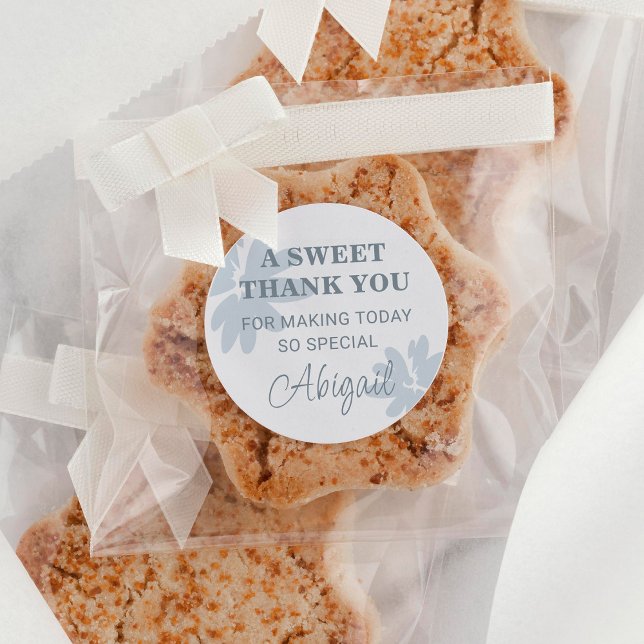 Pegatina Redonda Gracias moderno por las flores azules (Subido por el creador)