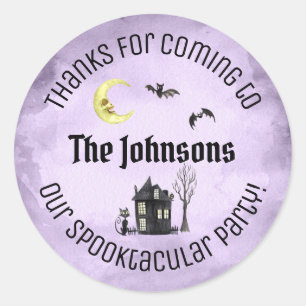 Pegatina Redonda Gracias morados por llegar al Spooktacular Favor d