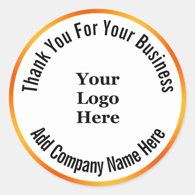 Pegatina Redonda Gracias Naranja y blanquee su logotipo aquí (Anverso)
